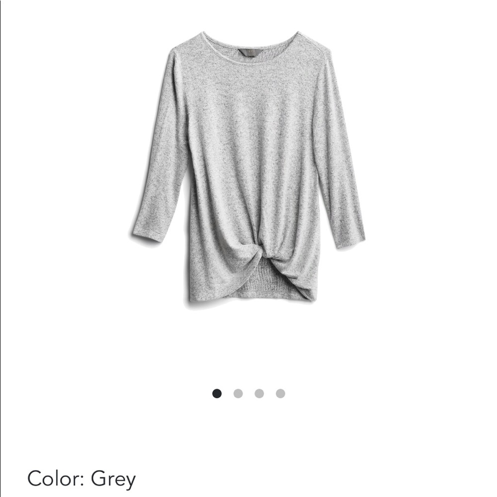 Front twist brushed knit top. Light grey